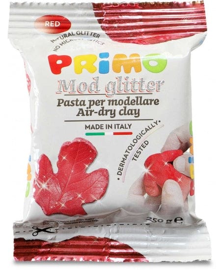 Villem PRIMO õhu käes kuivav sädelusega savi - punane, 250g PRIMO