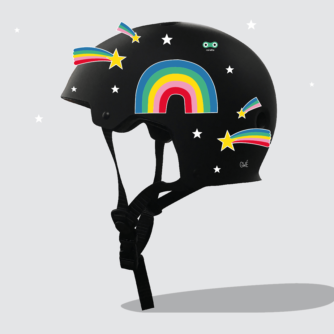 Villem Retropeegeldavad turvakleebised kiivrile ja rattale Rainbow RAINETTE