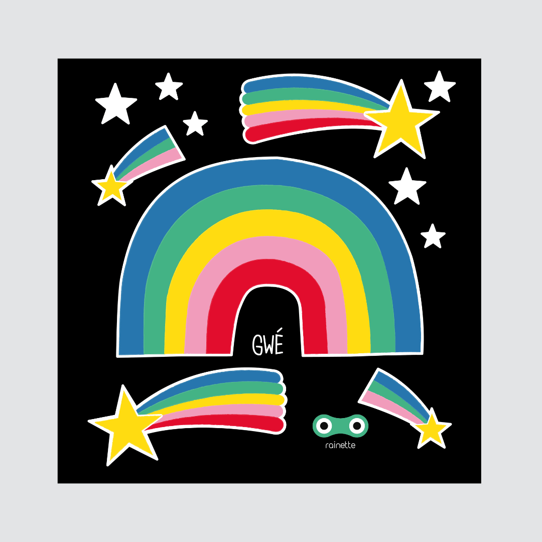 Villem Retropeegeldavad turvakleebised kiivrile ja rattale Rainbow RAINETTE