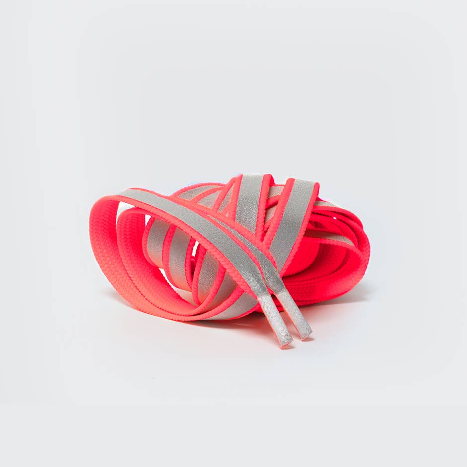 Villem Stay visible: Reflective laces: Neon pink-grey band RAINETTE