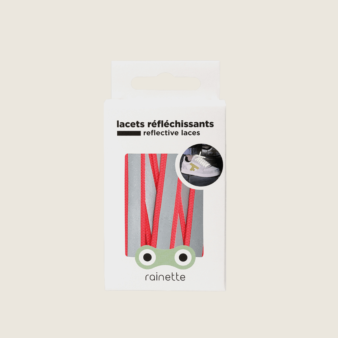 Villem Stay visible: Reflective laces: Neon pink-grey band RAINETTE