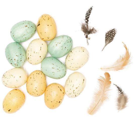 Villem Dekoratiivsed lihavõttemunad sulgedega – 12 tk, 5 cm Rico Design