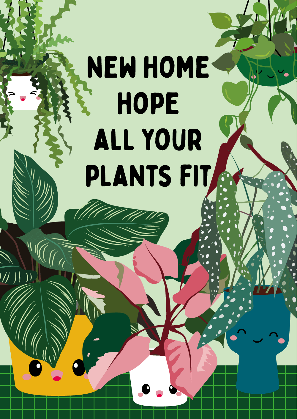Villem Postkaart – “Hope All Your Plants Fit” Studio Inktvis