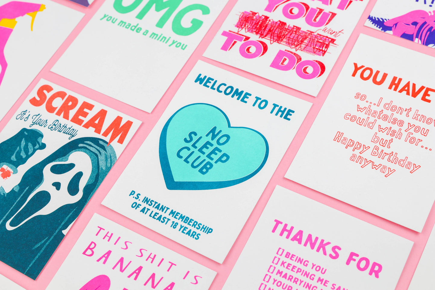 Villem Postkaart – “No Sleep Club” (Mint) Studio Inktvis