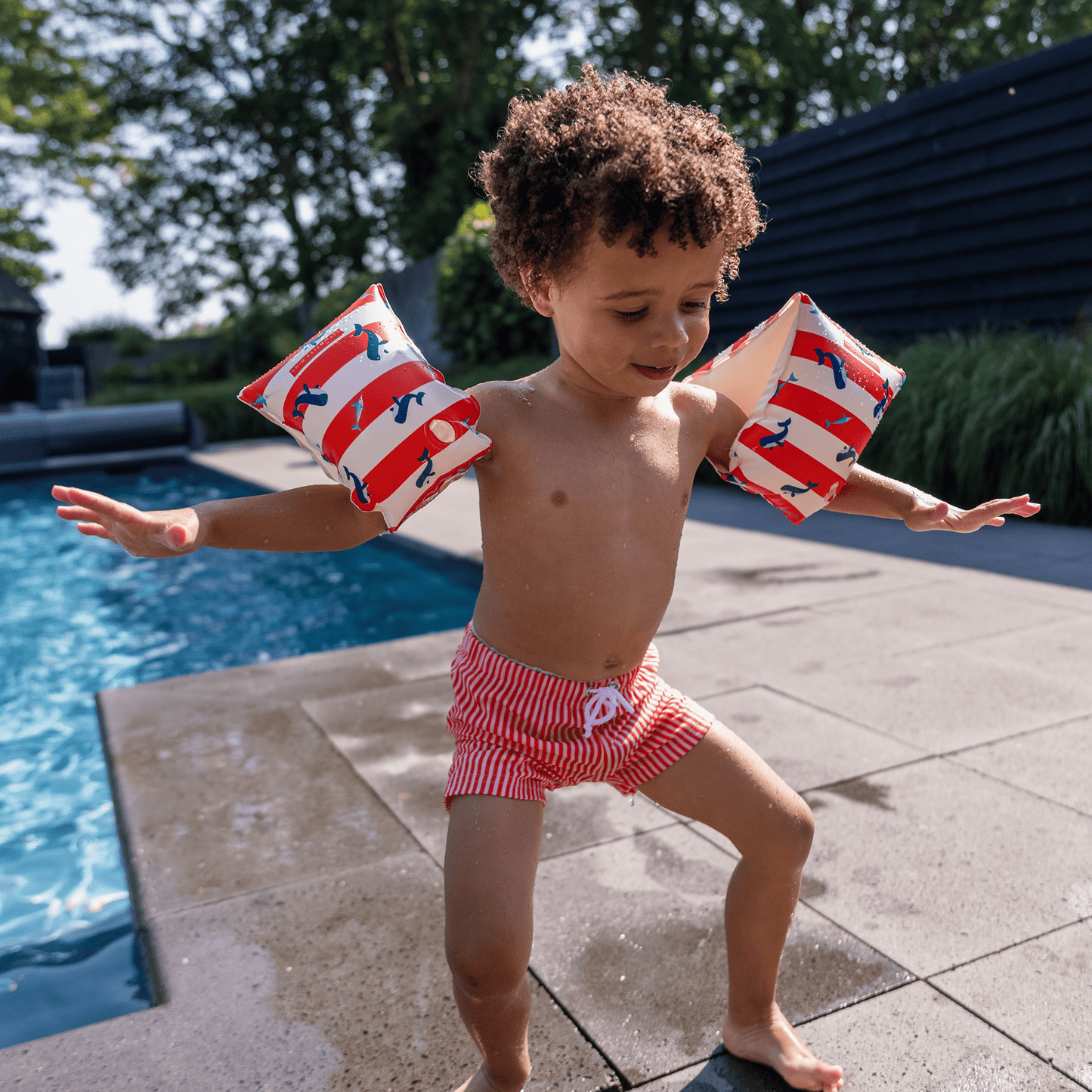 Villem Arm Bands - Red/White - Ocean Stripes: 2/6 Years Swim Essentials
