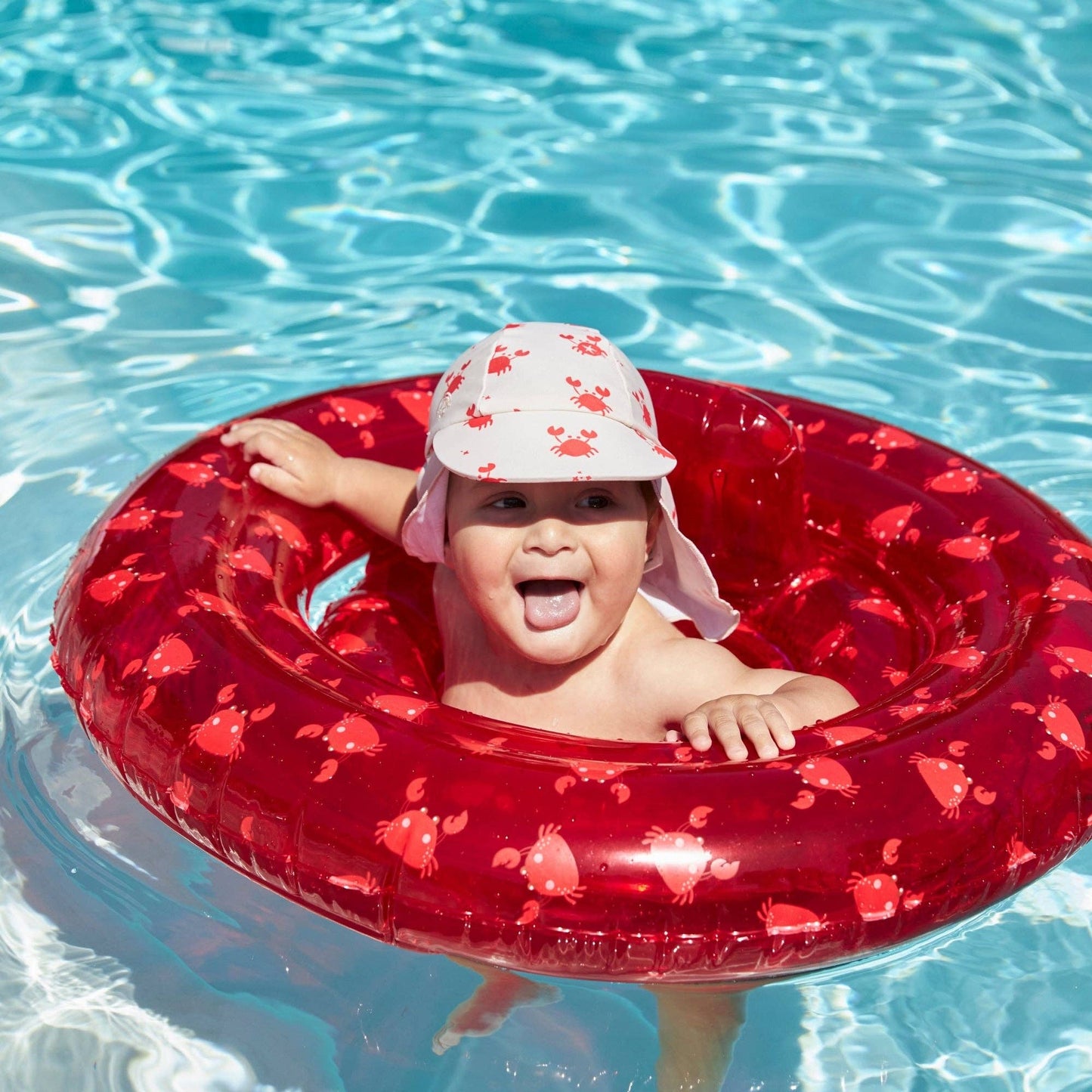 Villem Sun Cap - Beige/Red - Crabby: 0/1 Years Swim Essentials