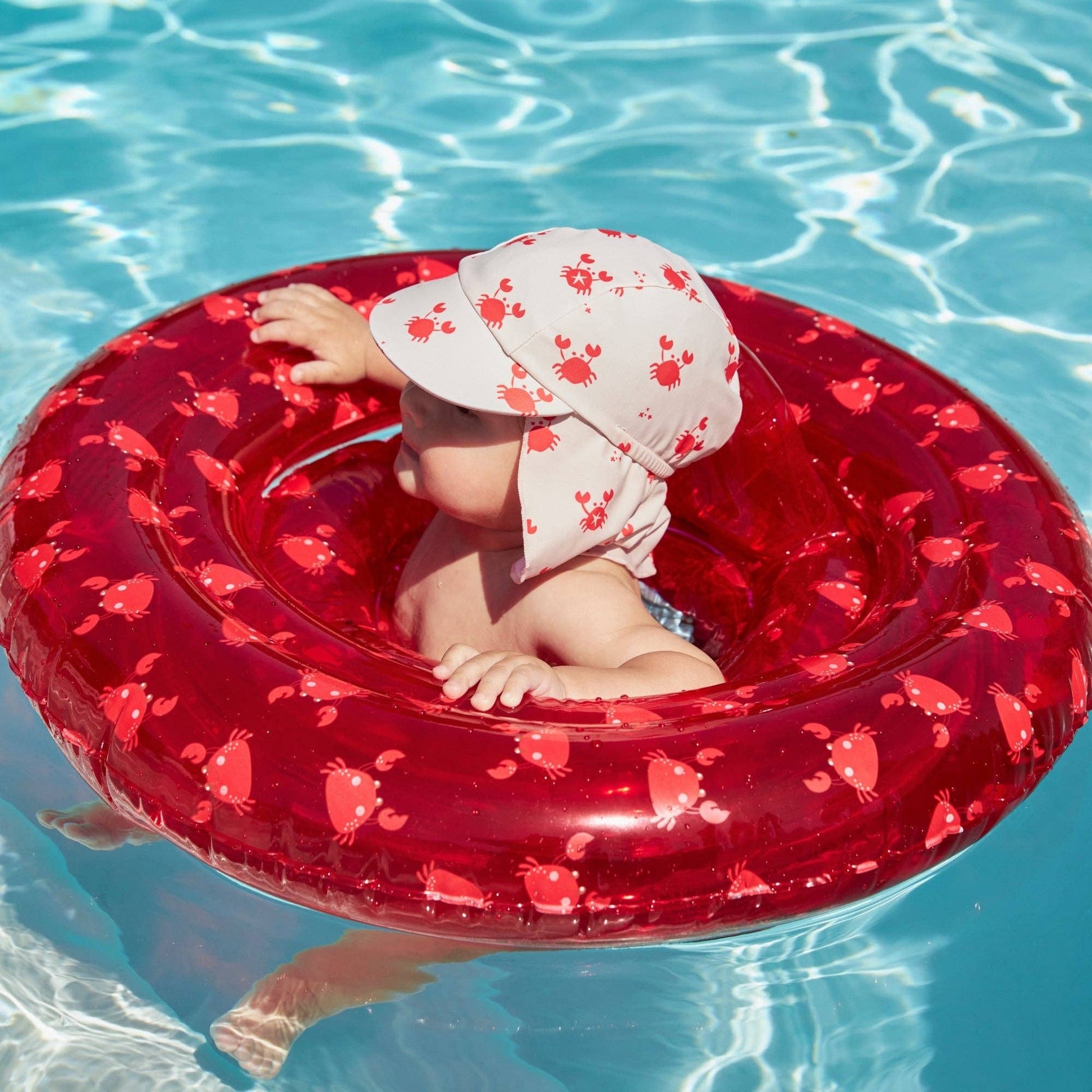 Villem Sun Cap - Beige/Red - Crabby: 0/1 Years Swim Essentials