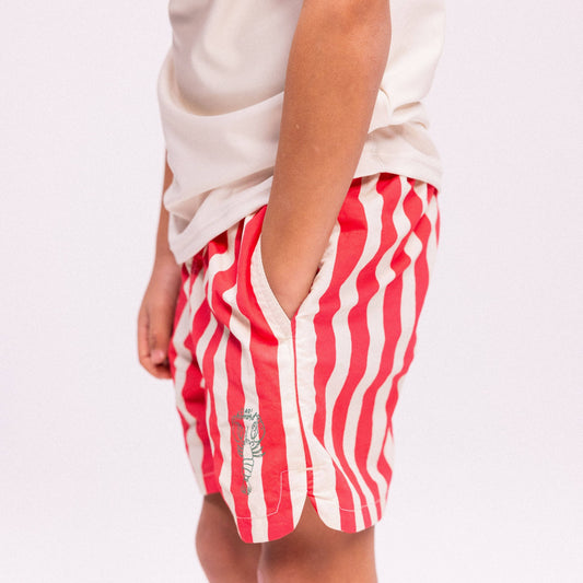 Villem Swim Shorts - Beige/Red - Lobster Stripe: 122/128 Swim Essentials