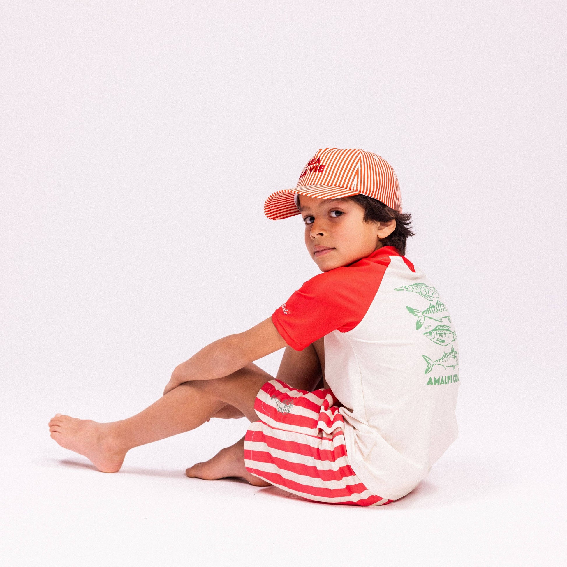 Villem Swim Shorts - Beige/Red - Lobster Stripe: 122/128 Swim Essentials