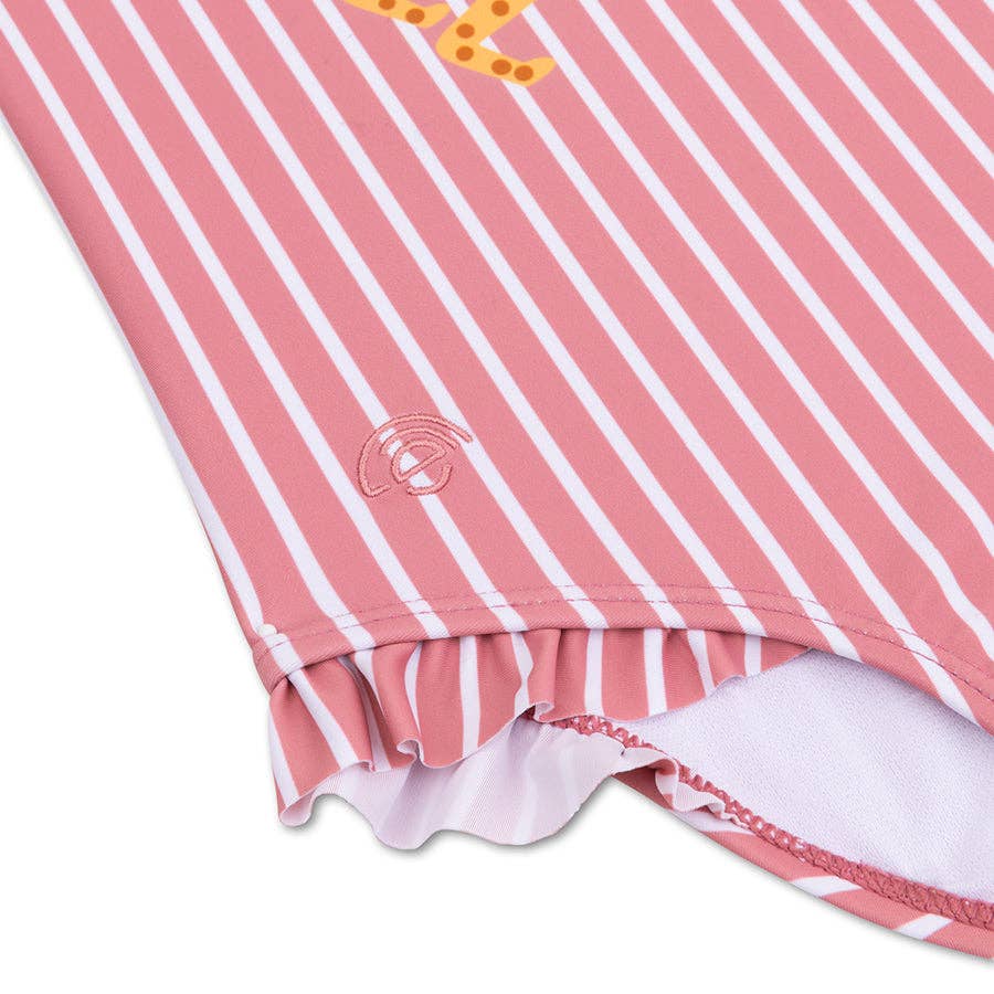 Villem Swimsuit Girls - Red/White Striped - Daisy Flower: 110/116 Swim Essentials