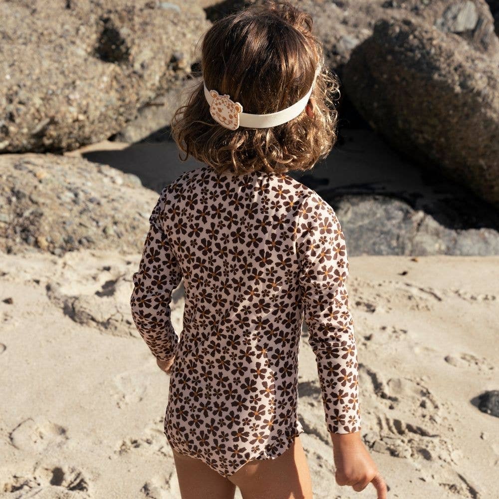 Villem UV Swimsuit Girls With Long Sleeves - Orange - Wild Flower: 98/104 Swim Essentials