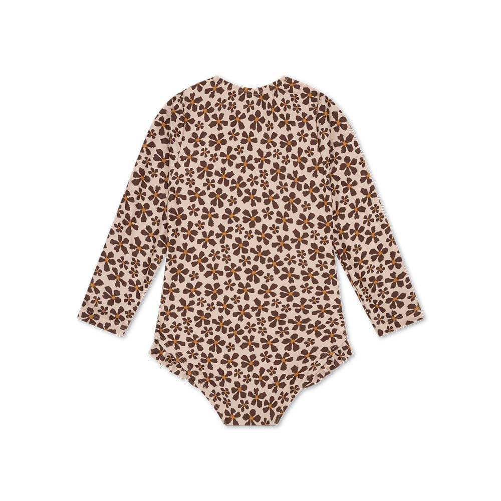 Villem UV Swimsuit Girls With Long Sleeves - Orange - Wild Flower: 98/104 Swim Essentials