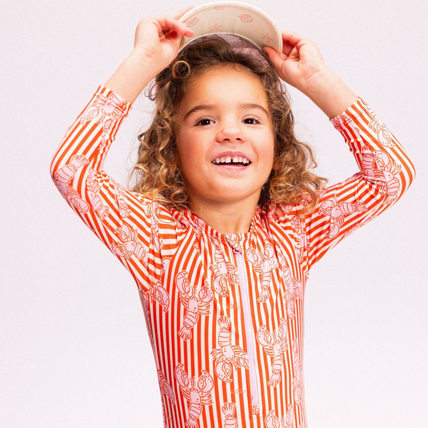 Villem UV Swimsuit Girls With Long Sleeves - Red - Lobster Bay: 110/116 Swim Essentials
