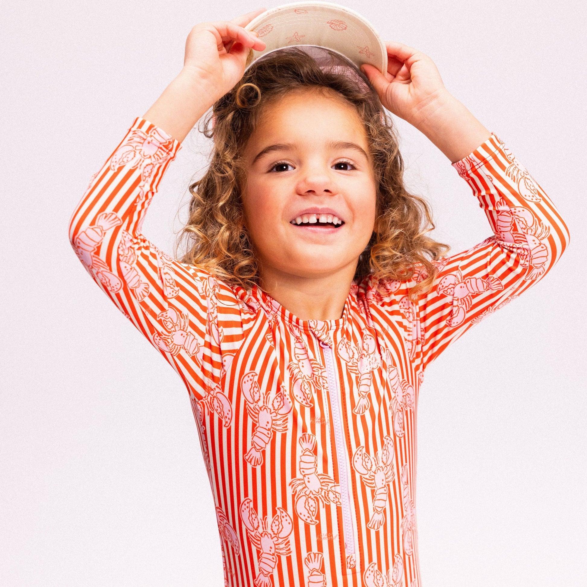 Villem UV Swimsuit Girls With Long Sleeves - Red - Lobster Bay: 110/116 Swim Essentials