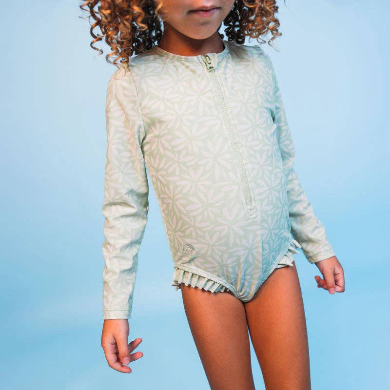 Villem UV Swimsuit Girls With Sleeves - Green - Matcha: 122/128 Swim Essentials