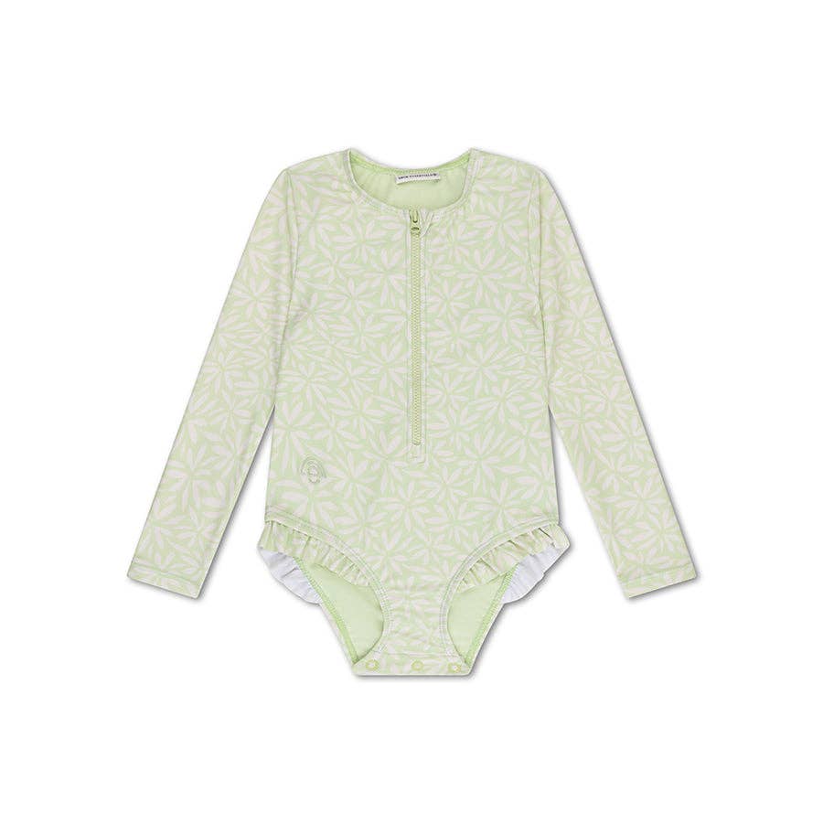 Villem UV Swimsuit Girls With Sleeves - Green - Matcha: 122/128 Swim Essentials