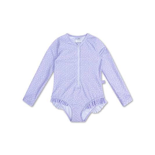 Villem UV Swimsuit Girls With Sleeves - Lila - Leopard: 86/92 Swim Essentials