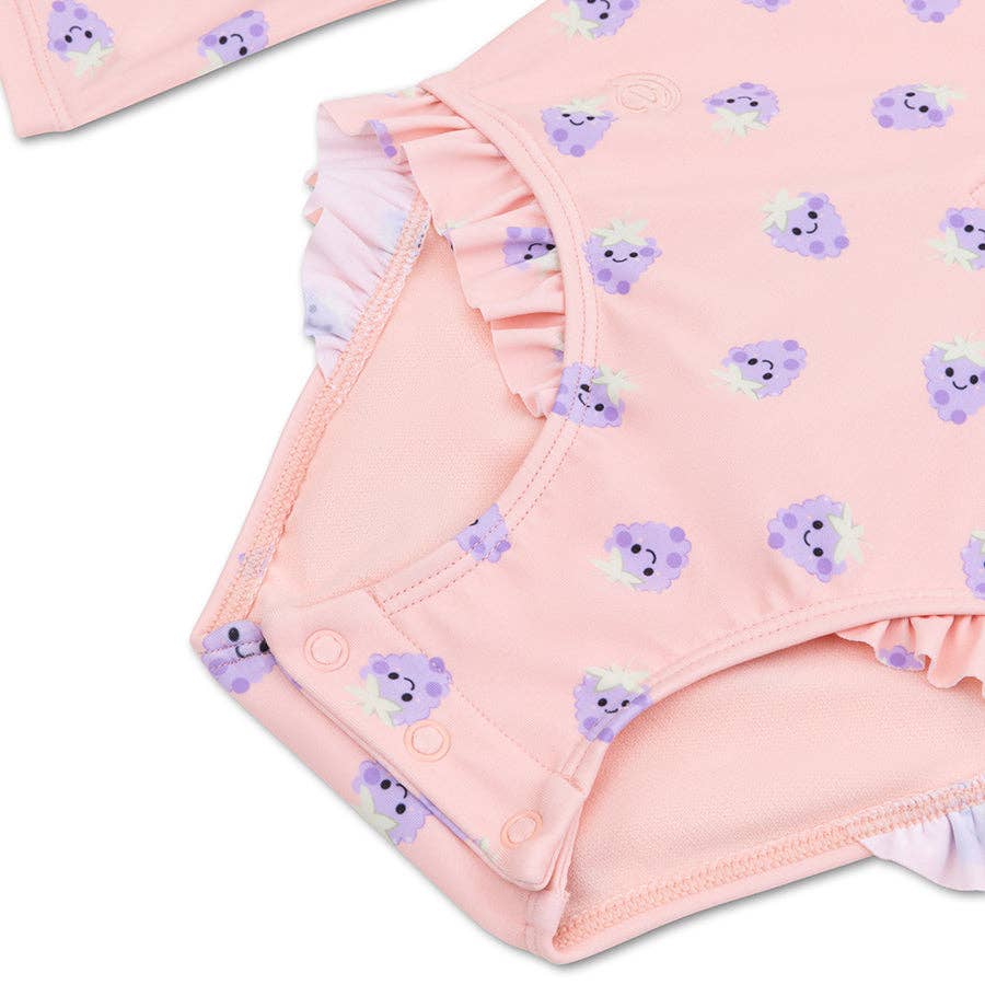 Villem UV Swimsuit Girls With Sleeves - Pink/Purple - Blackberry: 98/104 Swim Essentials