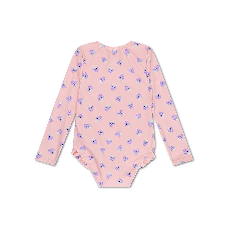 Villem UV Swimsuit Girls With Sleeves - Pink/Purple - Blackberry: 98/104 Swim Essentials