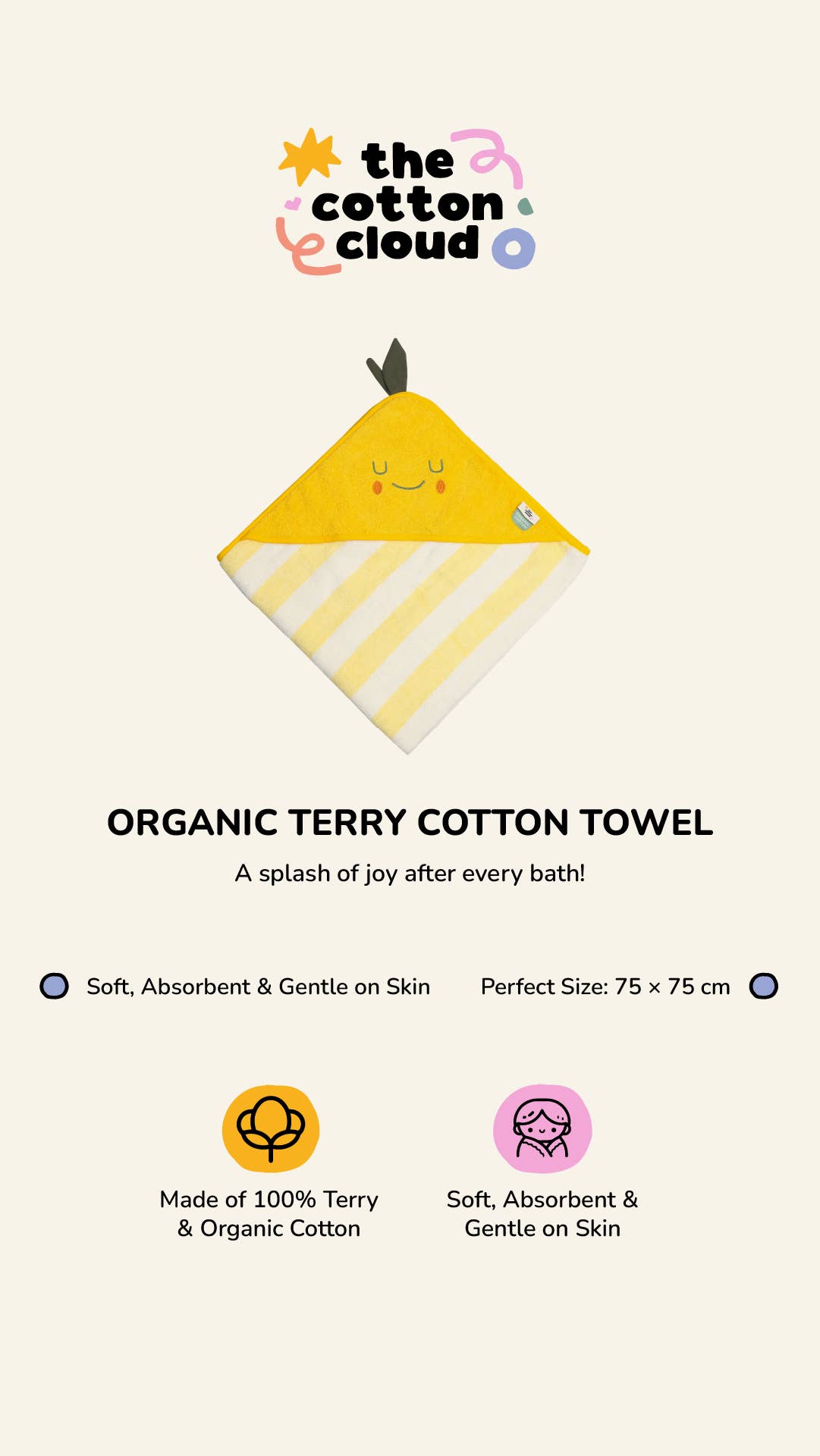 Villem Hooded Towel Lola Lemon the cotton cloud