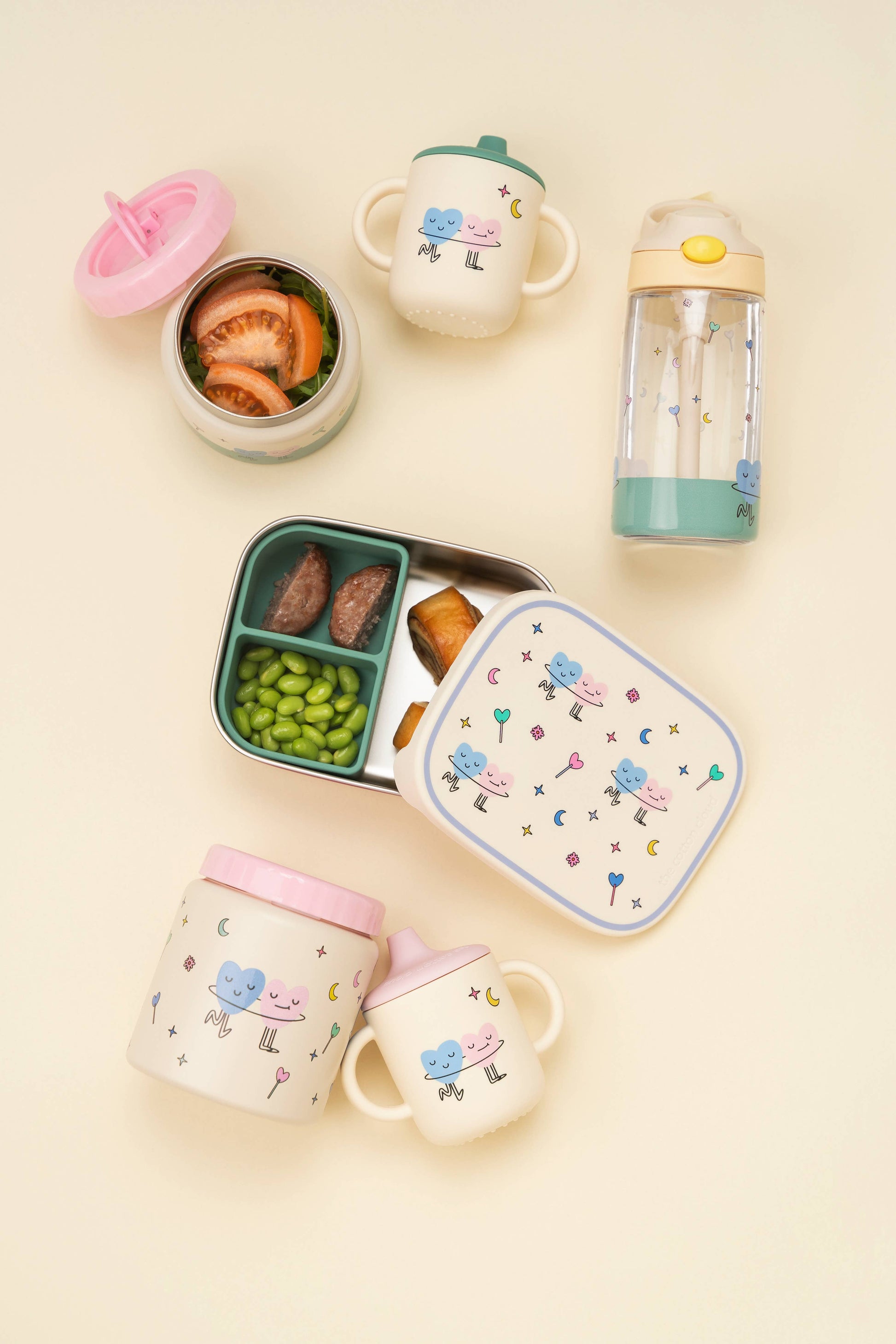 Villem Tritan Kids Water Bottle Dancing Hearts the cotton cloud