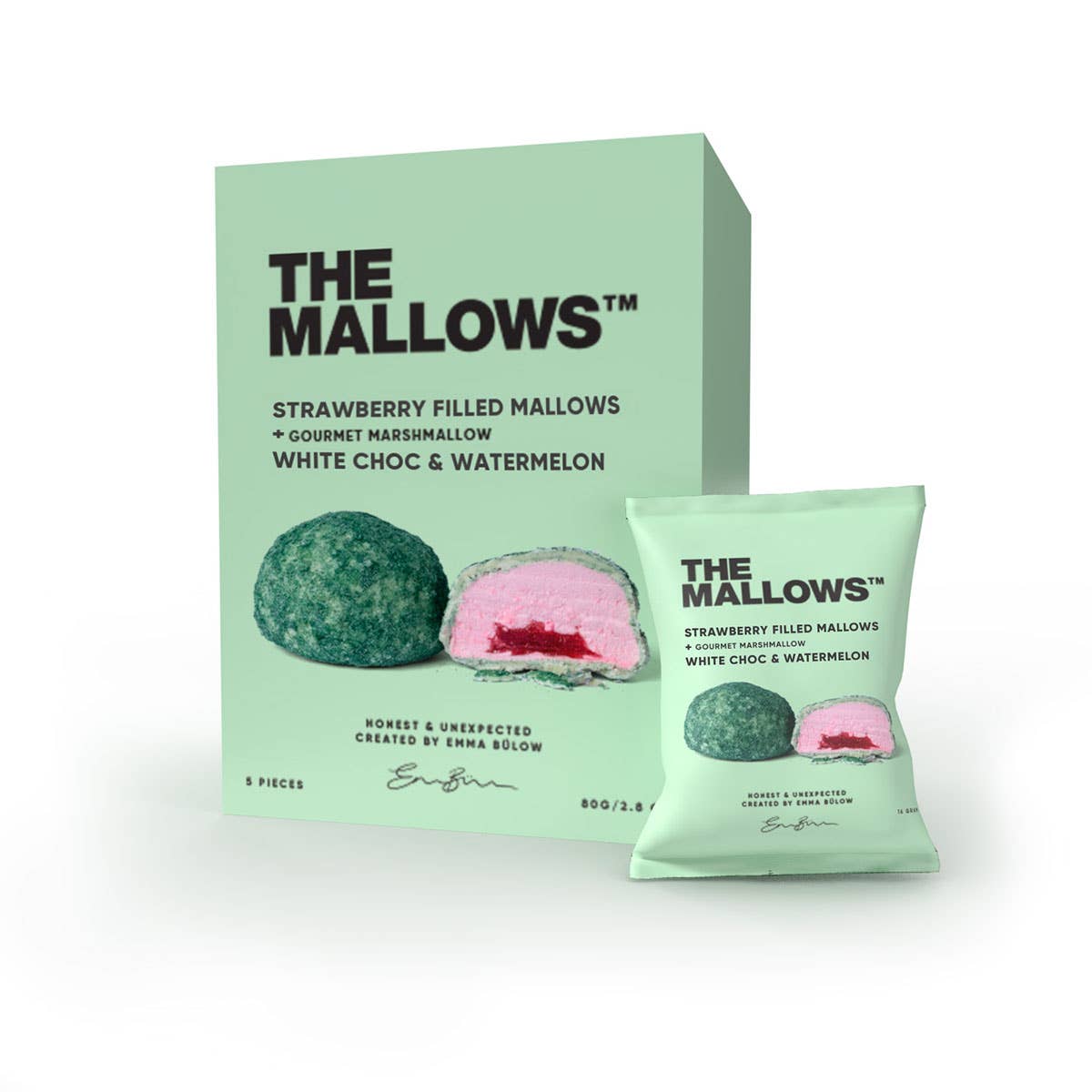 Villem Maasikatäidisega vahukommid valge šokolaadi ja arbuusiga 5x16g The Mallows