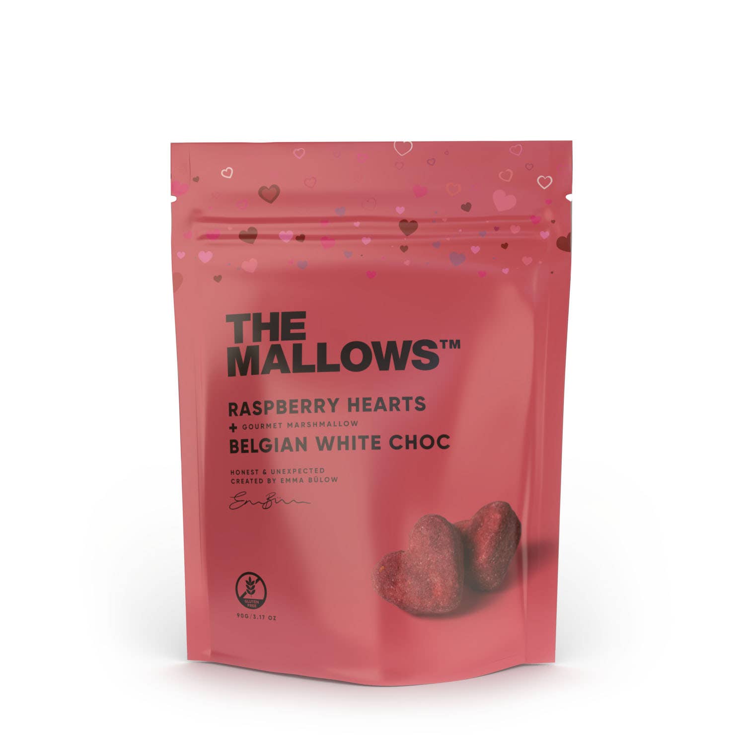 Villem MALLOW HEARTS - RASPBERRY + BELGIAN WHITE CHOC 90g The Mallows