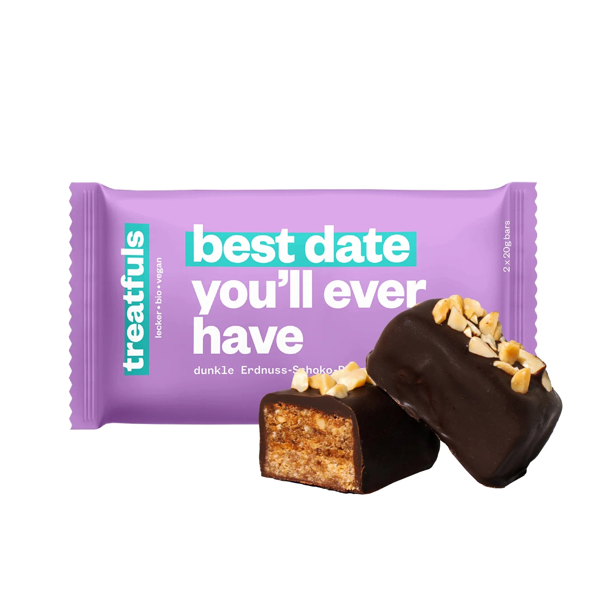 Villem Best Date You’ll Ever Have mahe vegan maapähkli-kaerabatoon tumeda Fairtrade šokolaadiga 2 × 20 g Treatfuls