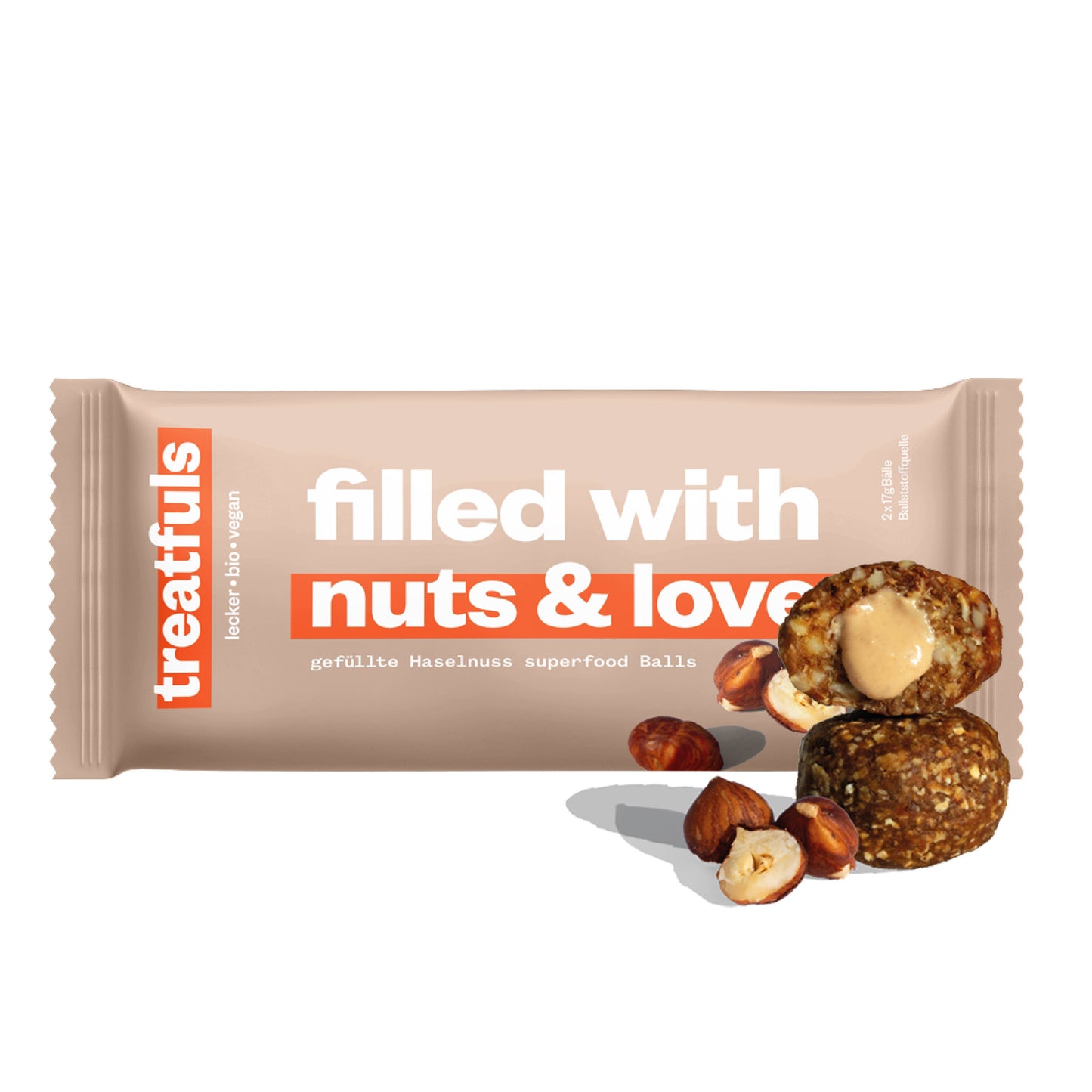 Villem Filled with Nuts and Love mahe vegan sarapuupähkli-cashew energiapallid 2 × 17 g Treatfuls
