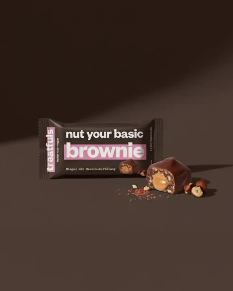 Villem Nut Your Basic Brownie mahe vegan brownie-batoon sarapuupähkli ja tumeda šokolaadiga 2 × 20 g Treatfuls