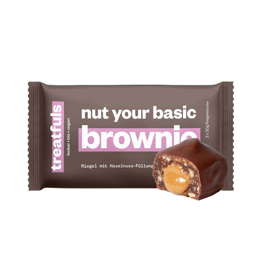 Villem Nut Your Basic Brownie mahe vegan brownie-batoon sarapuupähkli ja tumeda šokolaadiga 2 × 20 g Treatfuls