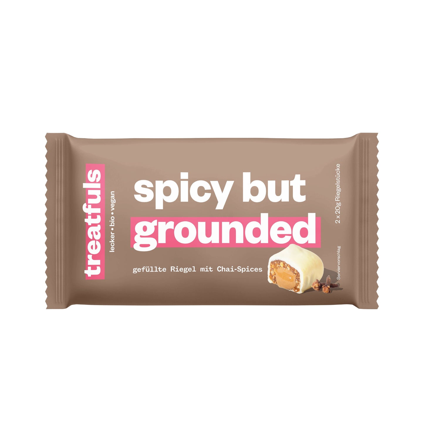 Villem Spicy but Grounded mahe vegan chai-vürtsibatoon sarapuupähkli täidise ja valge kakaovõikattega 2 × 20 g Treatfuls