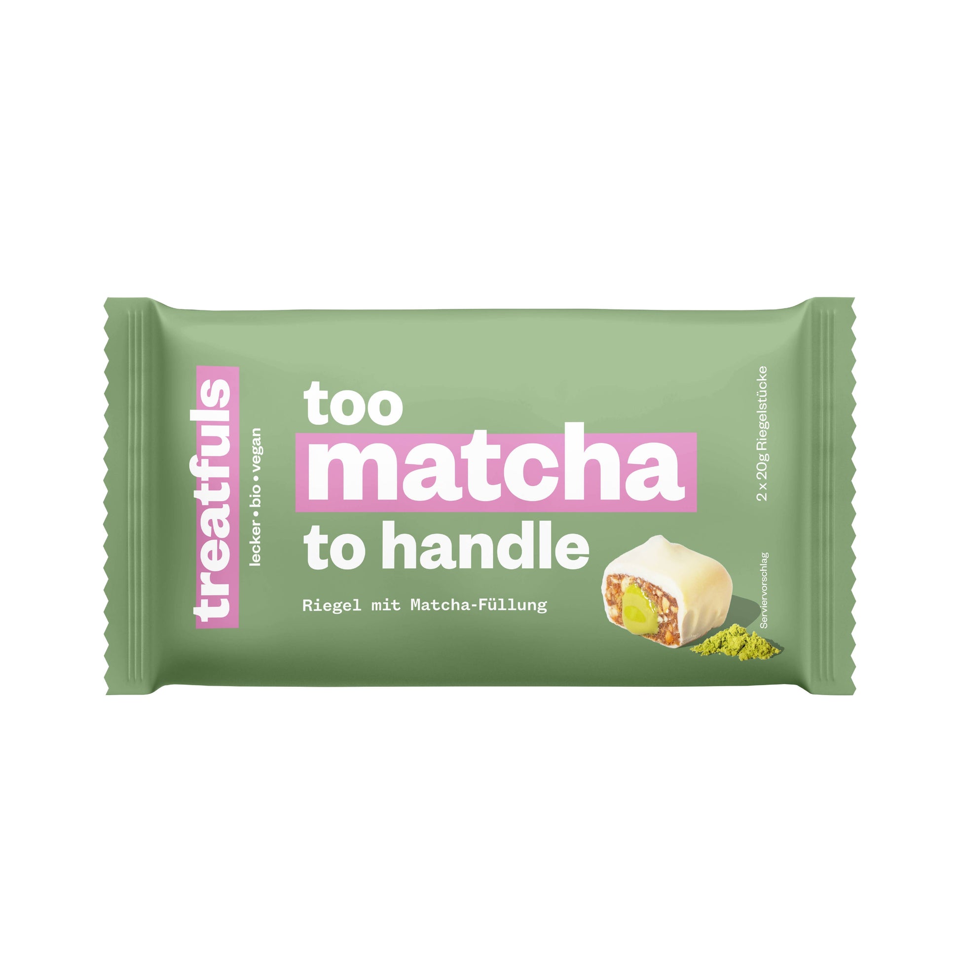 Villem Too Matcha to Handle mahe vegan cashew-matcha batoon valge kakaovõikattega 2 × 20 g Treatfuls