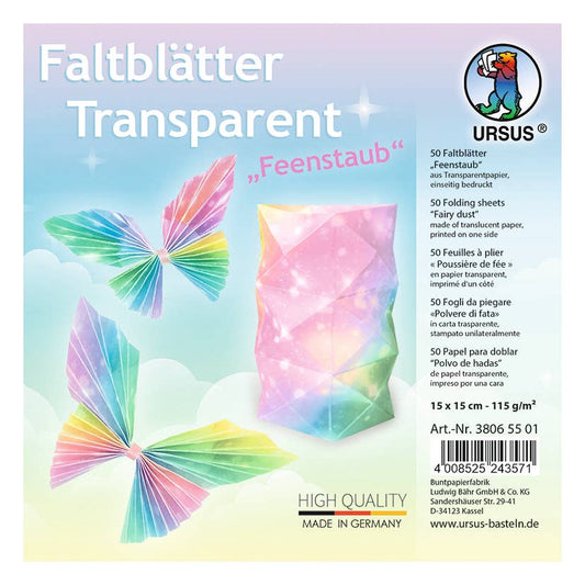 Villem Transparent leaflets “Fairy Dust”, 15 x 15 cm URSUS® / Buntpapierfabrik Ludwig Bähr GmbH & Co. KG