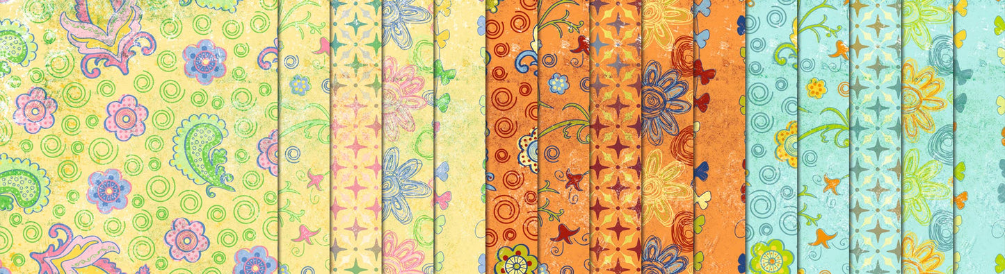 Villem Disainpaberite komplekt 15 × 15 cm, kahepoolsed mustrid, 30 lehte "Flowers" URSUS®