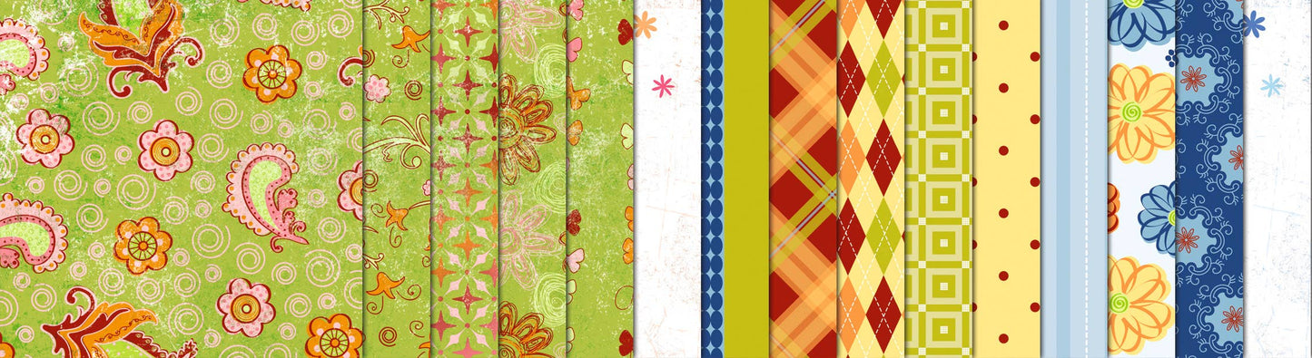 Villem Disainpaberite komplekt 15 × 15 cm, kahepoolsed mustrid, 30 lehte "Flowers" URSUS®