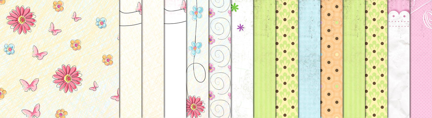 Villem Disainpaberite komplekt 15 × 15 cm, kahepoolsed mustrid, 30 lehte "Happy Days" URSUS®