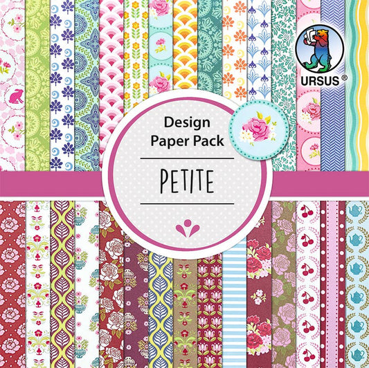 Villem Disainpaberite komplekt 15 × 15 cm, kahepoolsed mustrid, 30 lehte "Petite" URSUS®