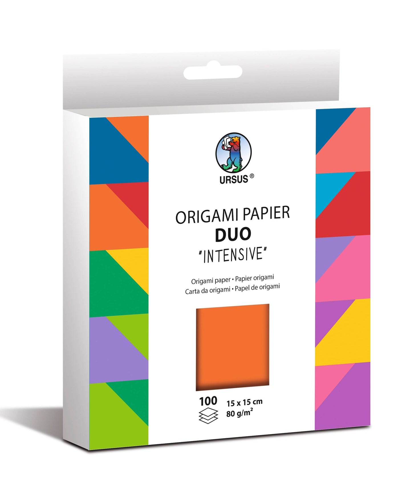 Villem Origami paberite komplekt 15 × 15 cm, 100 lehte, kahepoolsete värvidega “Intensive” URSUS®