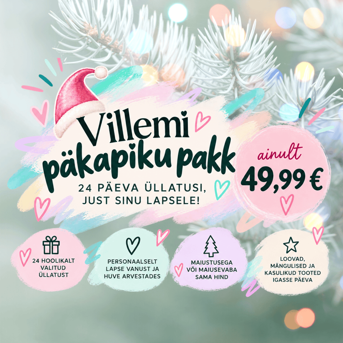 Villem Villemi päkapikupakk - üllatusi täis jõulukuu! Villem.ee Maiustega