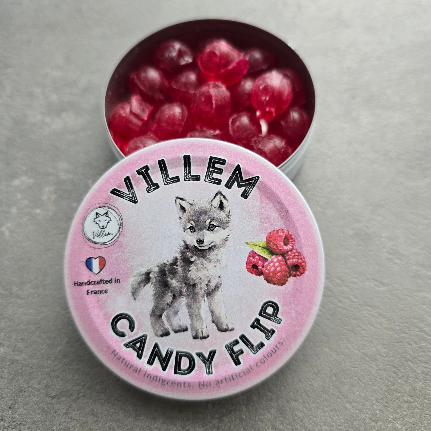Villem Villem Candy Flip – Vaarika karamellkommid 50 g Villem
