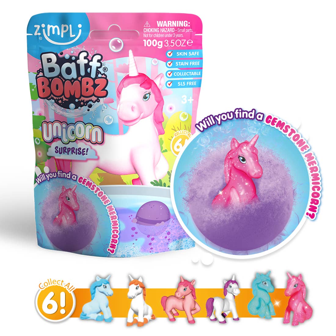 Villem Zimpli Baff Bombz Surprise With Collectable Unicorn Figure Zimpli Kids