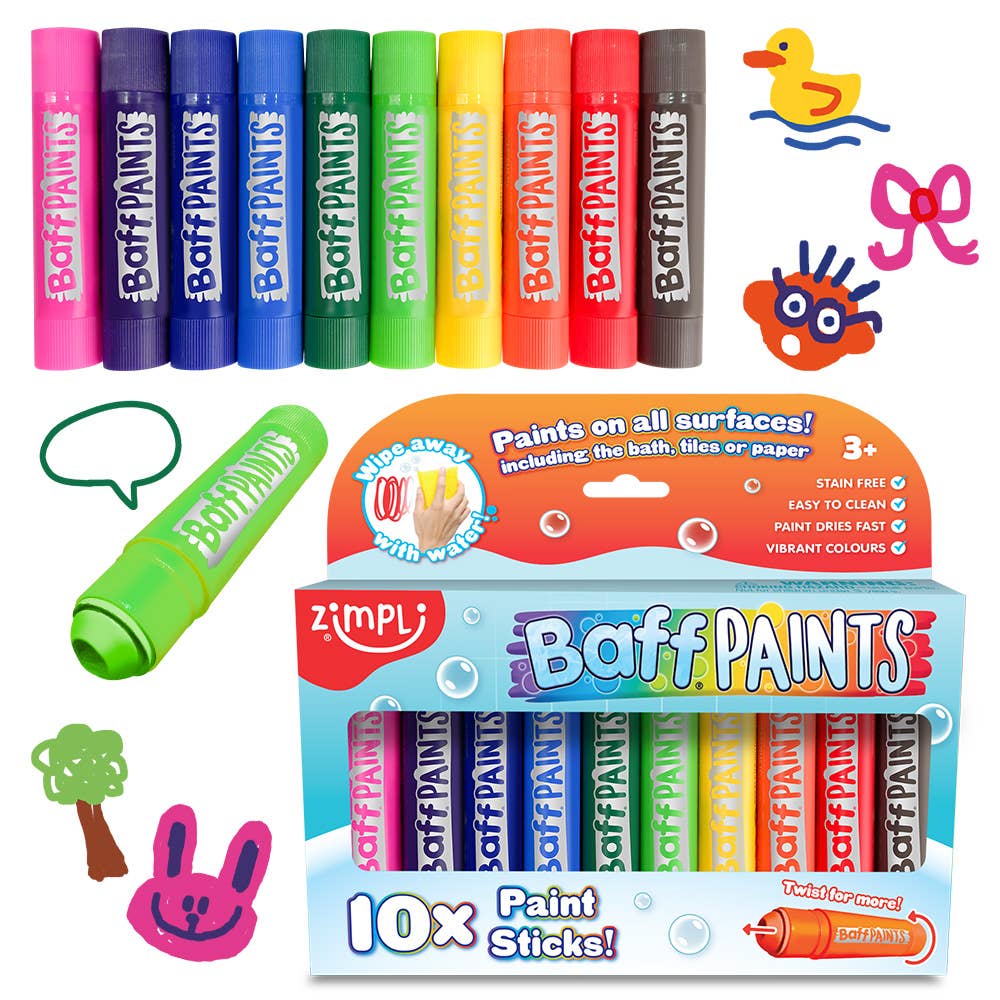 Villem Zimpli Baff Paints 10 pack - 10g Paint Sticks Zimpli Kids