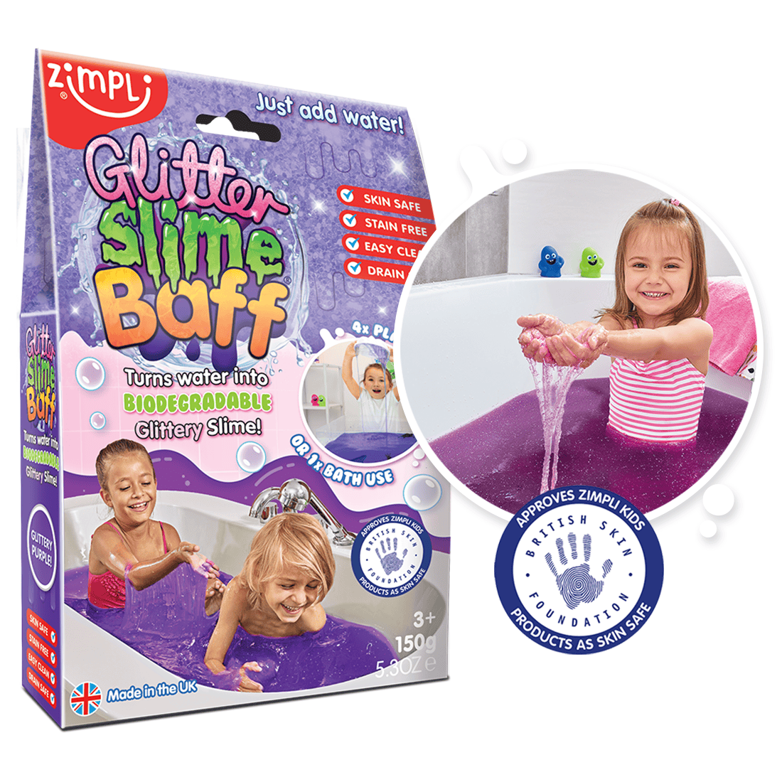 Villem Zimpli Bio Glitter Slime Baff Kids Sensory Bath Toy Zimpli Kids