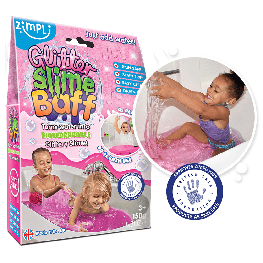 Villem Zimpli Bio Glitter Slime Baff Kids Sensory Bath Toy Zimpli Kids