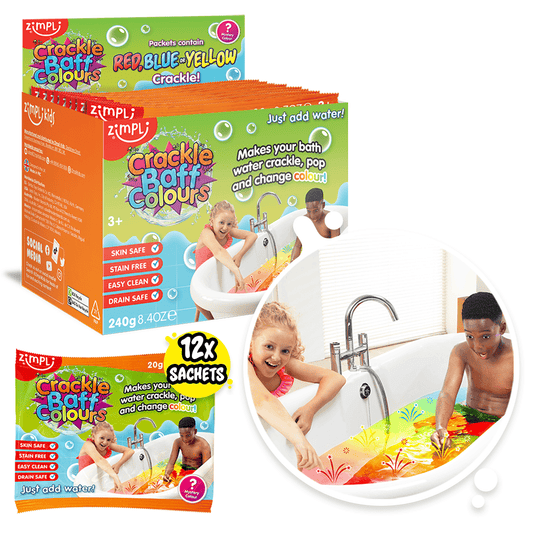 Villem Zimpli Crackle Baff Colour Foil Bag- Sensory Bath Toy -12Pk Zimpli Kids