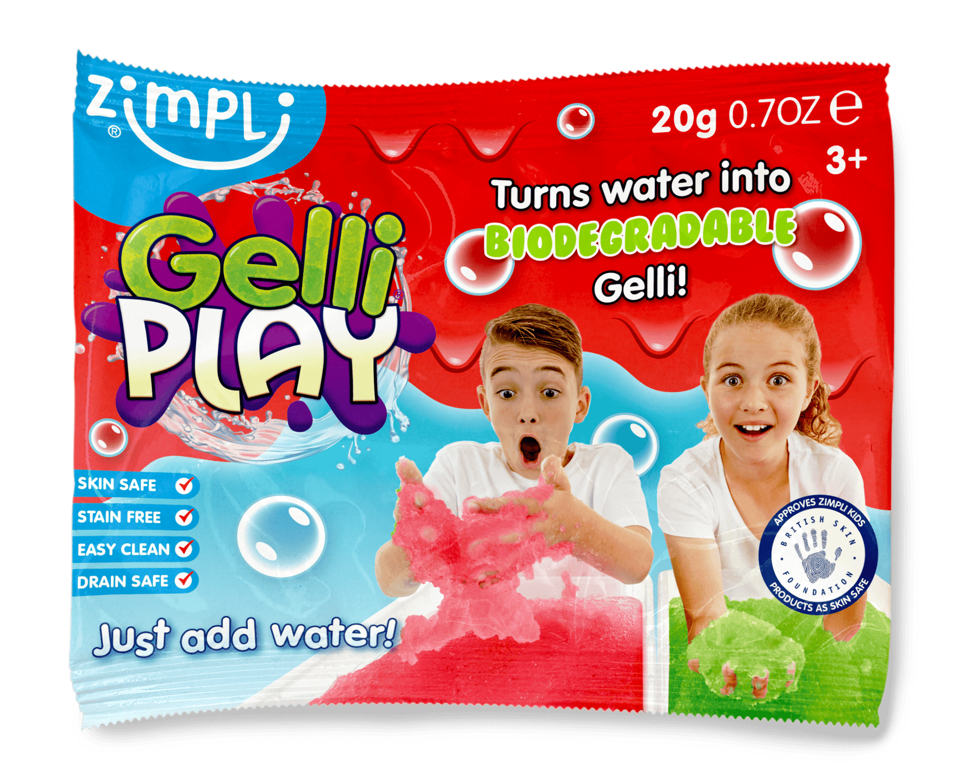 Villem Zimpli Gelli Play sensoorne mängupulber 20 g –  punane või roheline Zimpli Kids