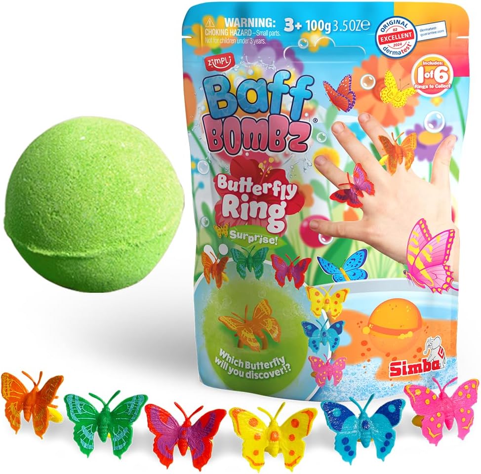 Villem Zimpli Kids Baff Bombz üllatusega vannipomm Liblikas-sõrmus 100g Zimpli Kids