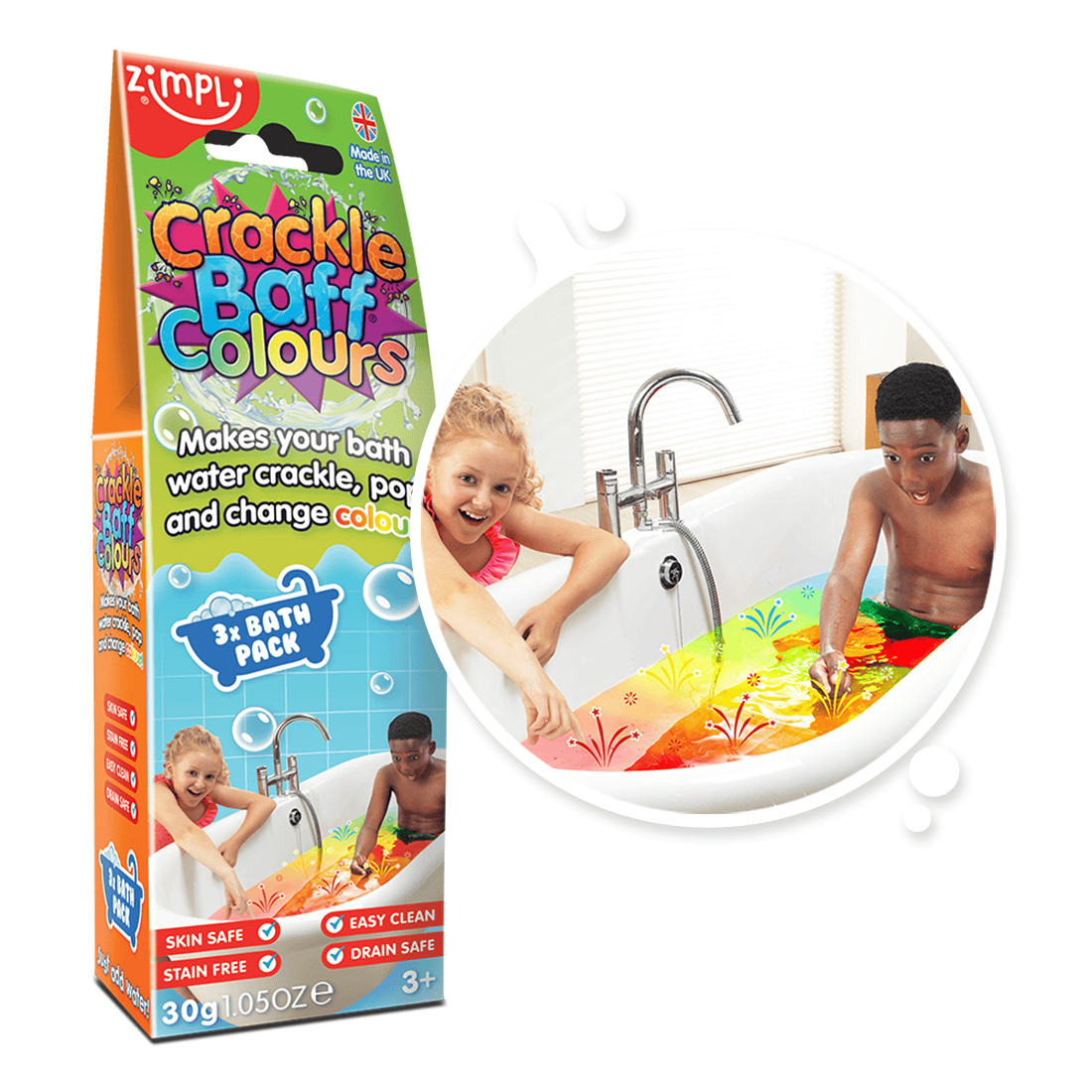 Villem Zimpli Kids Crackle Baff Colours praksuvat 3 vannipulbrit 30g Zimpli Kids
