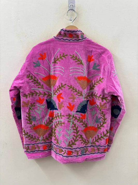 Villem The Anaar Bloom | käsitööna tikitud Suzani sametjakk | Orchid Pink with Rust, Sage & Indigo Florals Zoshak